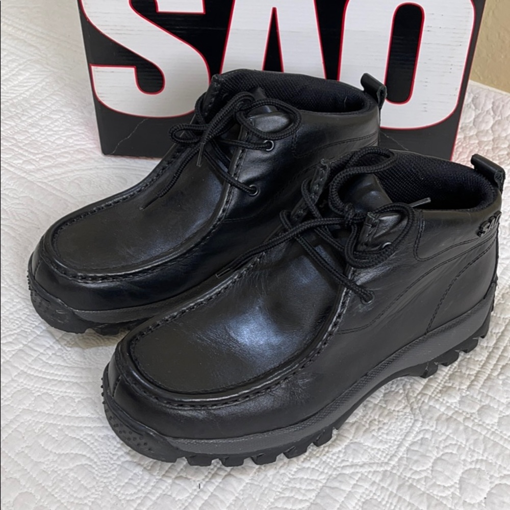 Stacey Adams Men Warrior Black Leather Boots 9.5